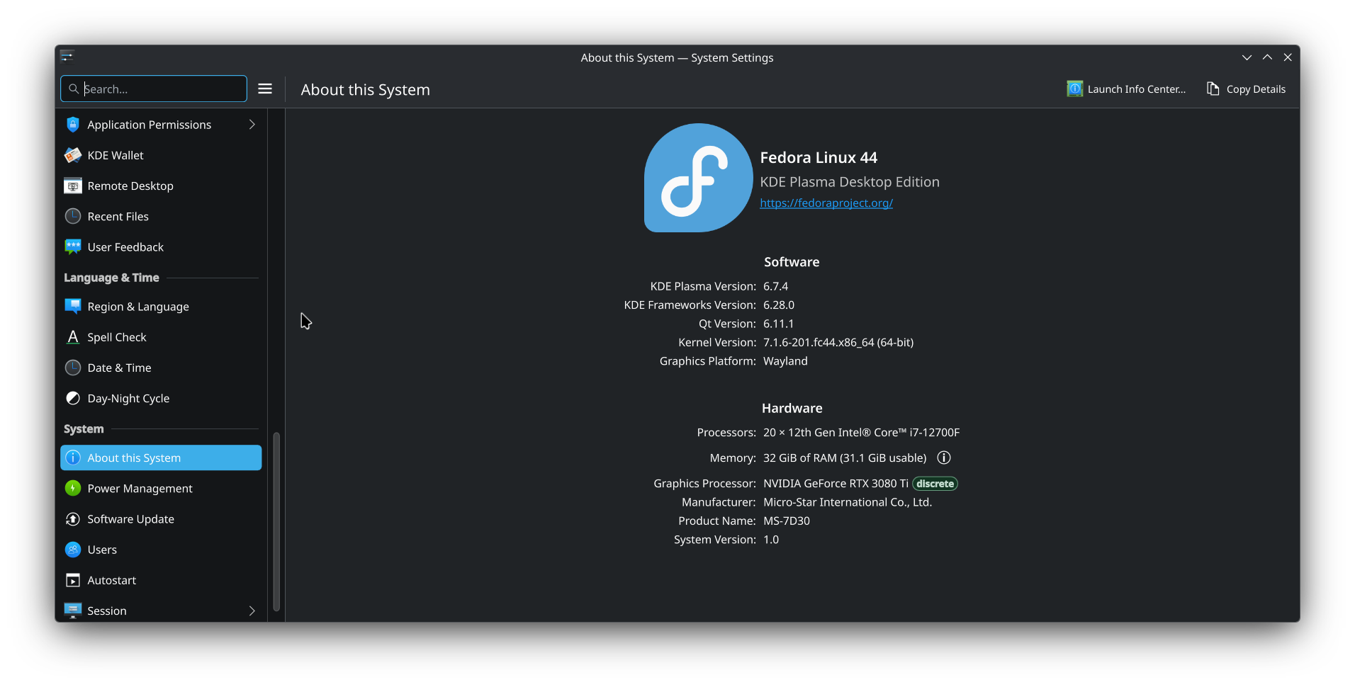 fedora kde 44 plasma screenshot